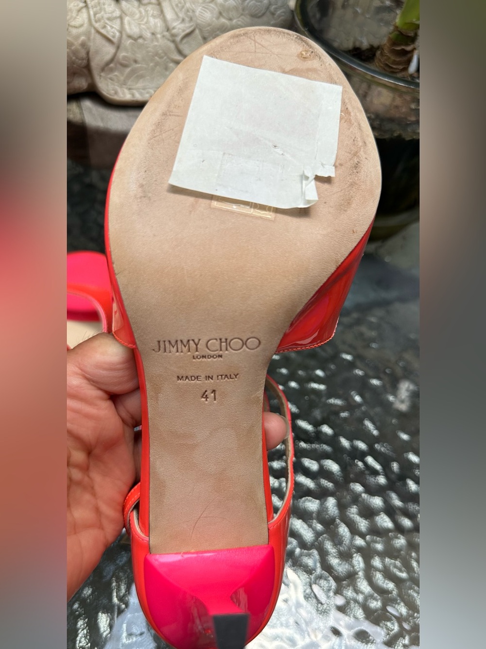 Jimmy Choo Lance Neon Pink Patent Leather Strappy Sandals - Picture 15 of 16